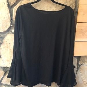 LC Lauren Conrad Black Flowy Top with Cute Sleeves